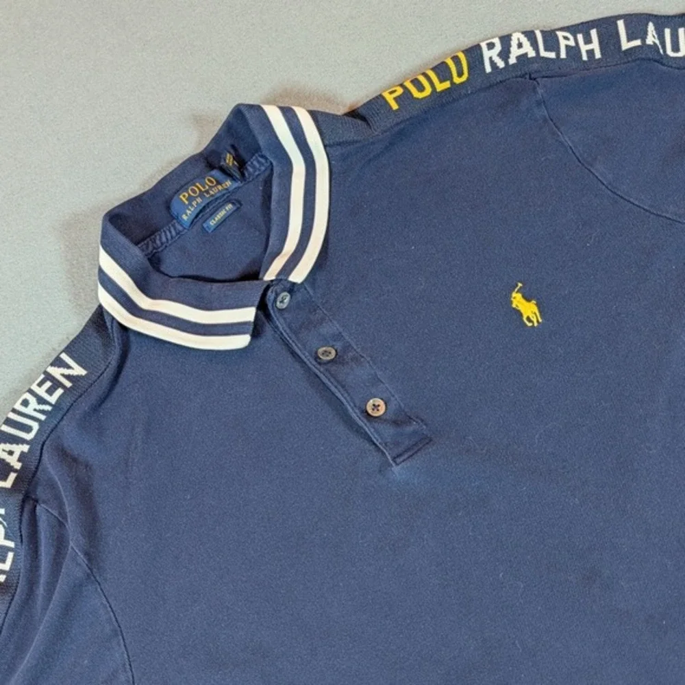 Polo Ralph Lauren Classic Fit Polo Shirt Mens Large‎ Shoulder Logo Detail